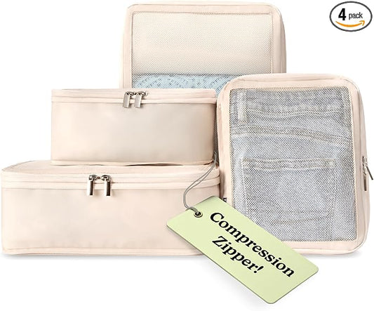 Vandel Space-Saving Compression Packing Cubes for Women and Men, Compressible Carry On Suitcase Organizer, Luggage Packing Cubes for Travel, Organizer Bags for Luggage and Backpacks by VANDEL