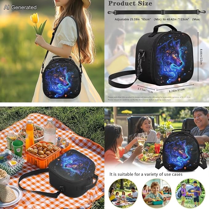Dominant Wolf Kids Backpack Set 4Pcs School Bookbag with Lunch Box for Boys 6-10 Lightweight Elementary School Bag for Boys Large Capacity Set Bottle Slevee Cool Pencil Case Gifts Travel - Image 4