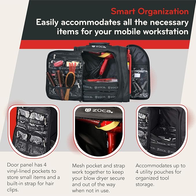 Zuca Artist Backpack - Black, Durable & Spill-Resistant Professional MakeUp Artist Bag, Dual Vinyl-Lined Pouches for Secure, Organized MakeUp Supply Storage - Image 6