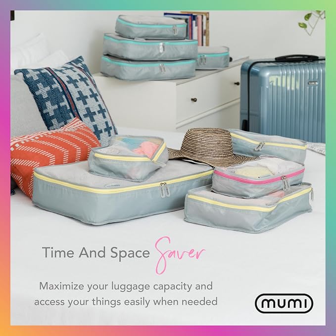 MUMI Packing Cubes for Travel - 5 Set Luggage Organizer Bags, Gray | Travel organizer bags for suitcases, carry on and backpack; holds clothes, kids items and accessories - Image 4