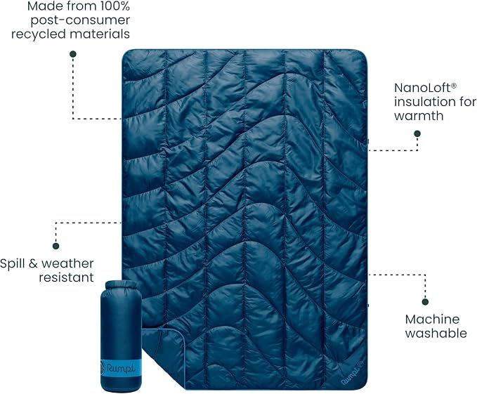 Rumpl Travel Puffy Blanket, Ultra-Packable Travel-Size Warmth and Comfort, Deepwater - Image 3