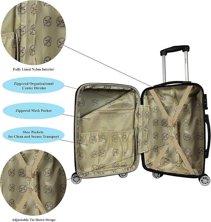 World Traveler Butterfly 20-Inch Carry-On Polycarbonage Hardside Expandable Spinner Luggage with Enhanced Wheel System - Image 6
