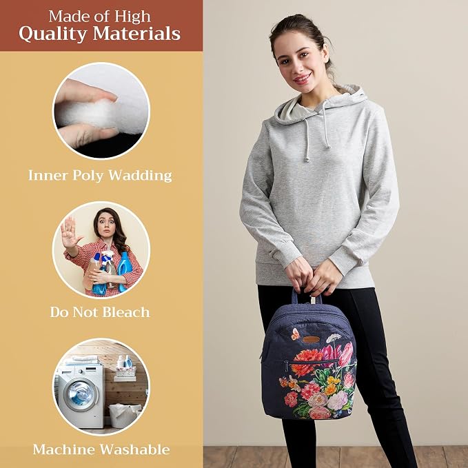 Maison d' Hermine Backpack for Women Men Cotton Shoulder Multipurpose Rucksack with Small Pouch Lightweight Multi Pocket Bag for Travel Work Beach Perfect for Spring Summer (Masterpiece) - Image 3