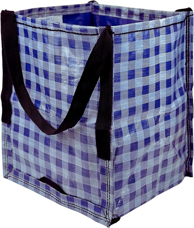 DURASACK Heavy Duty Storage Tote Bag 22-Gallon, Gingham Blue | Rugged Woven Polypropylene Moving Bag, Reusable Self-Standing Design, Holds up to 500 Pounds by DURASACK