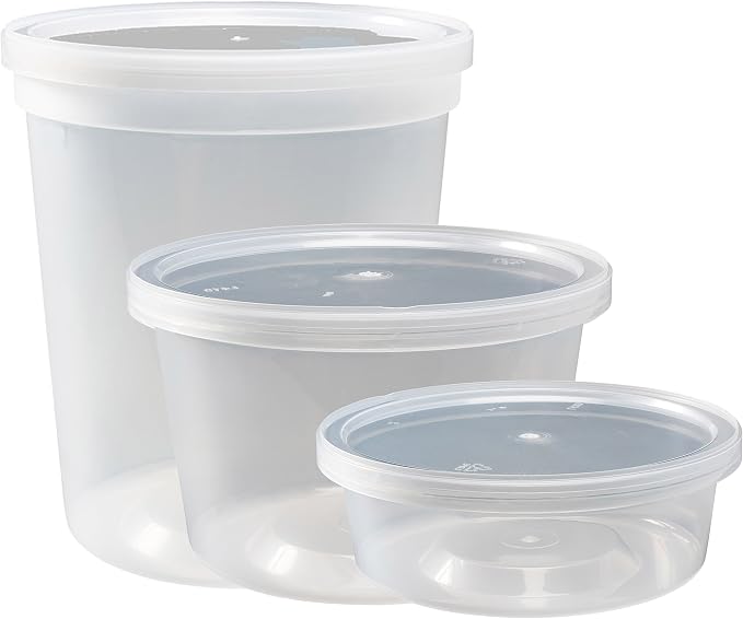 DuraHome Food Storage Containers with Lids 8oz, 16oz, 32oz Freezer Deli Cups Combo Pack, 70 Sets BPA-Free Leakproof Round Clear Takeout Container Meal Prep Microwavable (70 Sets - Mixed sizes) - Image 2
