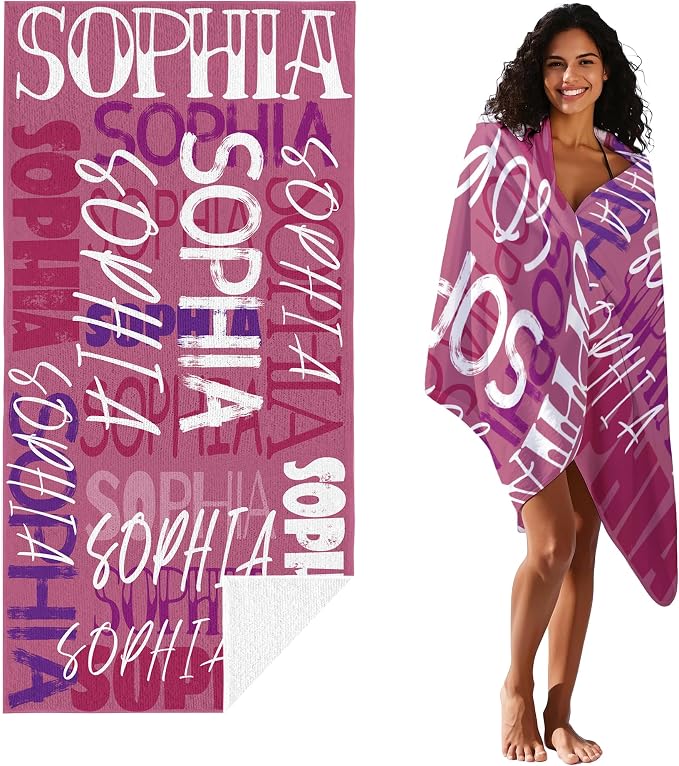 JML Personalized Beach Towel with Name, Custom Beach Towel with Name, Customized Microfiber Pool Towel, Quick Dry & Absorbent Swim Towel for Adult,Anniversary, Birthday, Summer Holiday,Vacation - Image 2