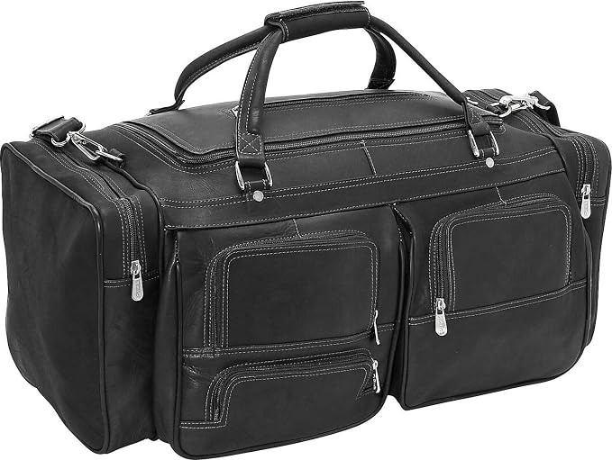 Piel Leather 24In Duffel with Pockets, Black, One Size by Piel+Leather