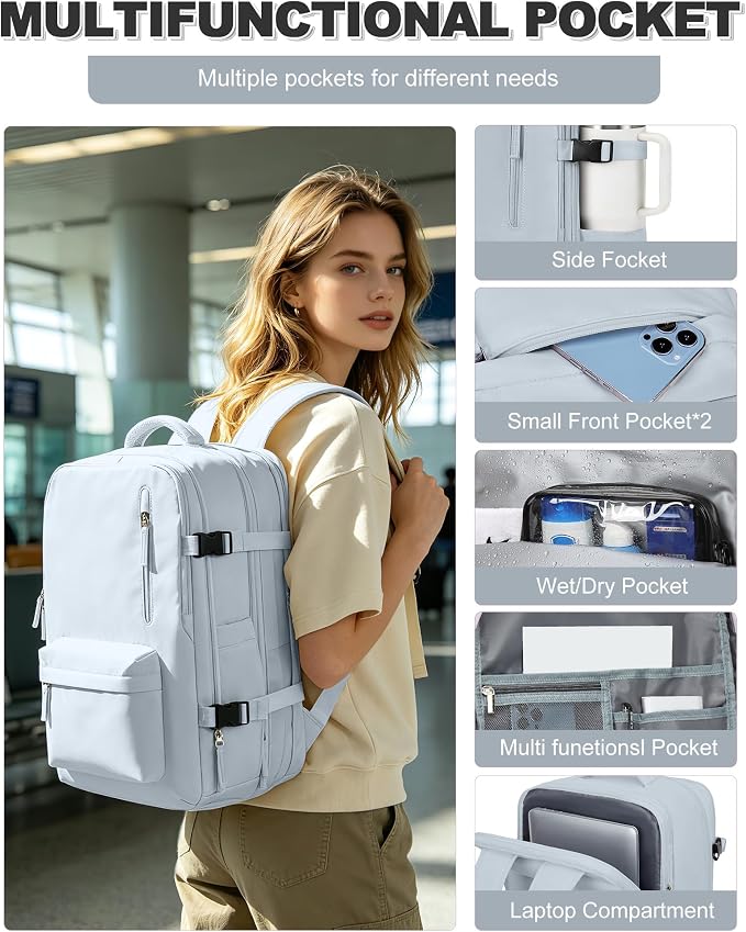 VGCUB Vacuum Backpack Travel with Pump, Vacuum Seal Compression Bags Laptop Backpack Personal Item - Image 6