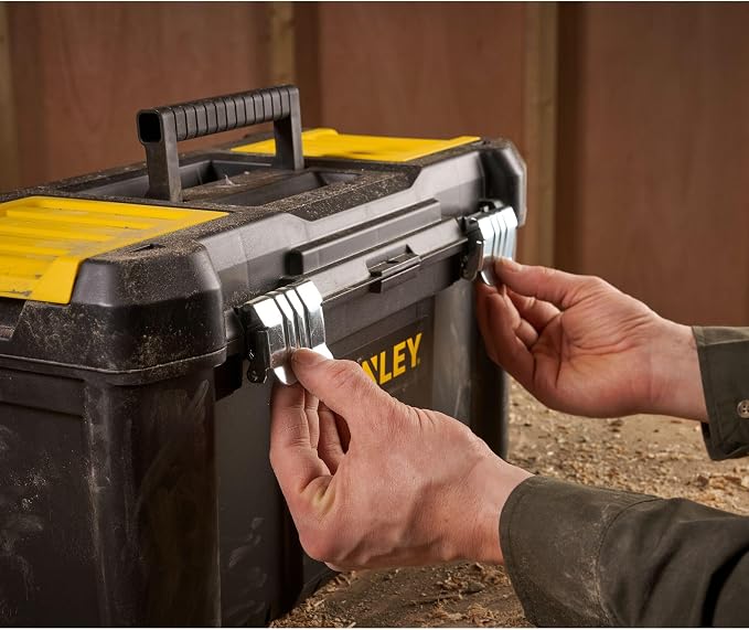 Stanley STST1-75521 Tool Box (19 Inches, 48.2 x 25.4 x 25 cm, Load up to 8 kg, Tool Box with Metal Clasps, Organiser with Removable Carrier, Robust Plastic Case) - Image 6