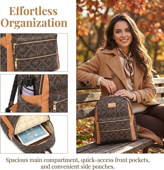 Women Fashion Backpack Purse Multi Pockets Anti-Theft Rucksack Travel Shoulder Bag Handbag - Image 3