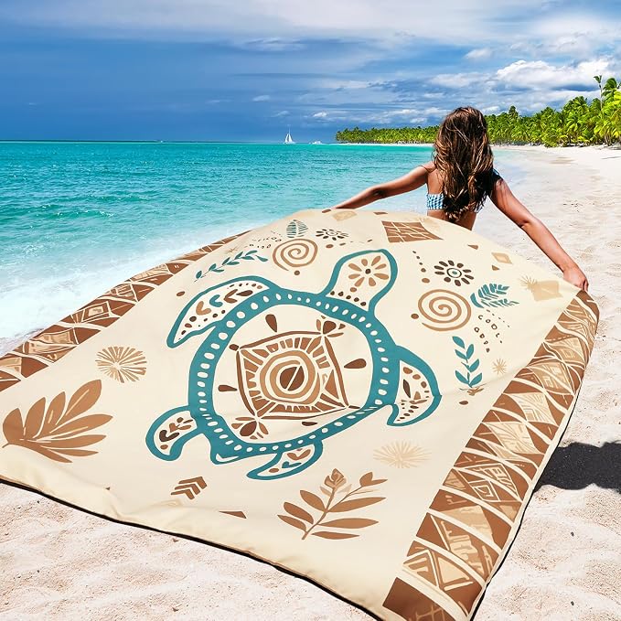 WIWIGO Beach Blanket Waterproof Sandproof Beach Mat 79" X 83"/10'x9'for 2-8 Adults Quick Drying Outdoor Picnic Mat Beach Accessories for Travel, Camping, Hiking - Image 5