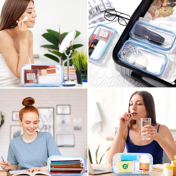 Sanwuta 6 Pcs Clear Hard Zipper Case Plastic Zipper Pouches Transparent Makeup Bag Pencil Case Pouches Toiletry Diaper Bag for Travel Toy Storage Organizer Bins(Black,7.48 x 3.94 x 2 Inch) - Image 8