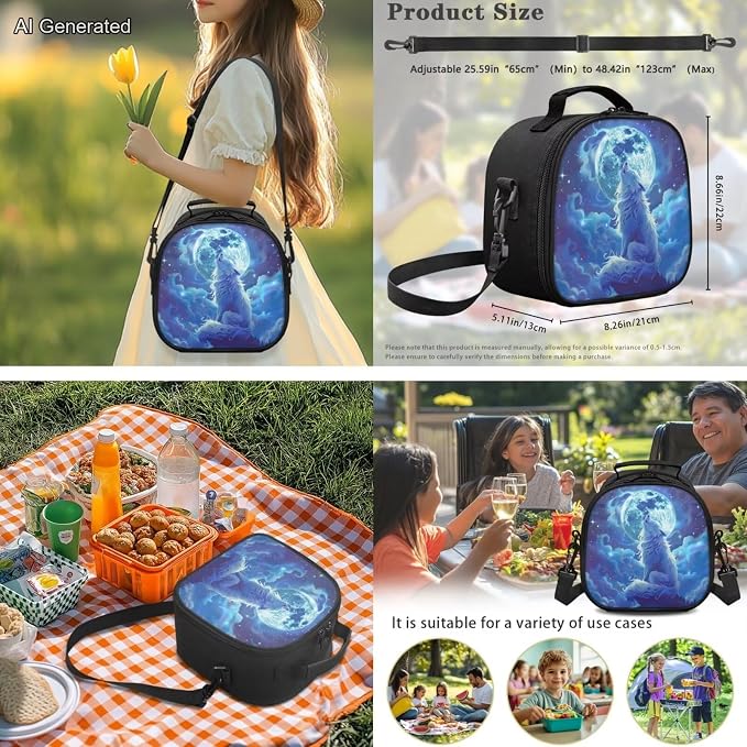 Elegant White Wolf Kids Backpack with Lunch Box Kindergarten Elementary Middle School Lightweight Waterproof Multifunctional Large Capacity for Backpack 17 inch 4pcs - Image 4