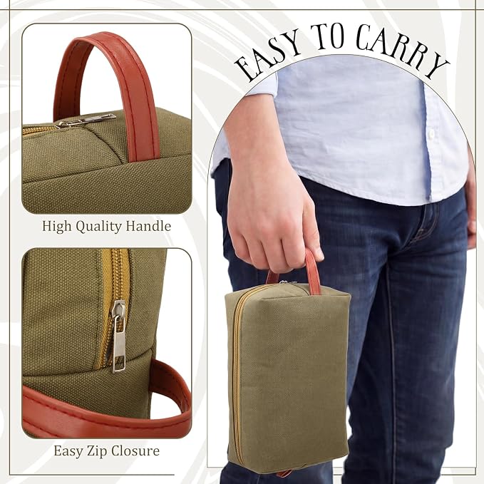 Hillban 8 Pcs Travel Toiletry Bags for Men Hanging Toiletry Bags Water Resistant Canvas Shaving Bag with Large Capacity Travel Accessories Bag for Women Men, Bathroom Shaving Kit Case(Green) - Image 4