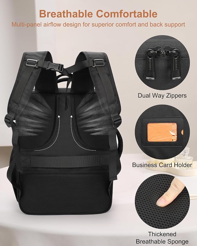 Relavel Makeup Backpack Extra Large Travel Train Case Professional Makeup Artist Kit Set Bag with 4 Clear Bags, Brush Storage Organizer Box with Dividers for Cosmetic Hair Tools Barber Supplies, Black - Image 7