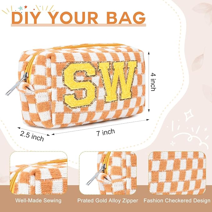 SOIDRAM 2 Pack Checkered Makeup Bag for Women, Cute Makeup Pouch Small Makeup Bag Travel Cosmetic Organizer for Toiletries, Brushes & Skincare - Image 6
