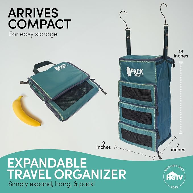 Pack Gear Hanging Carry-On Organizer - Our Standard Hanging Luggage Organizer Fits Any Carry On - Our Packing Cubes For Travel Use Mesh Windows to Make Finding Clothes Easy (Green, S) - Image 9
