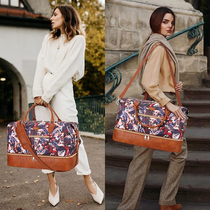 ITIEZY Weekender Overnight Bag for Women - Large Travel Duffel Bag with Shoe Compartment, Gym Duffel Bag Hospital Bag Carry On Tote Bags for Airplanes with Crossbody Bag Toiletry Bag 3Pcs Set - Image 6