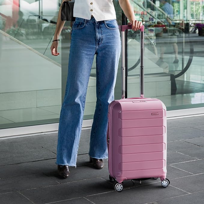 Traveler's Choice Pagosa Hardshell Expandable Luggage with Spinner Wheels, Mauve, 22-Inch Carry-on - Image 2
