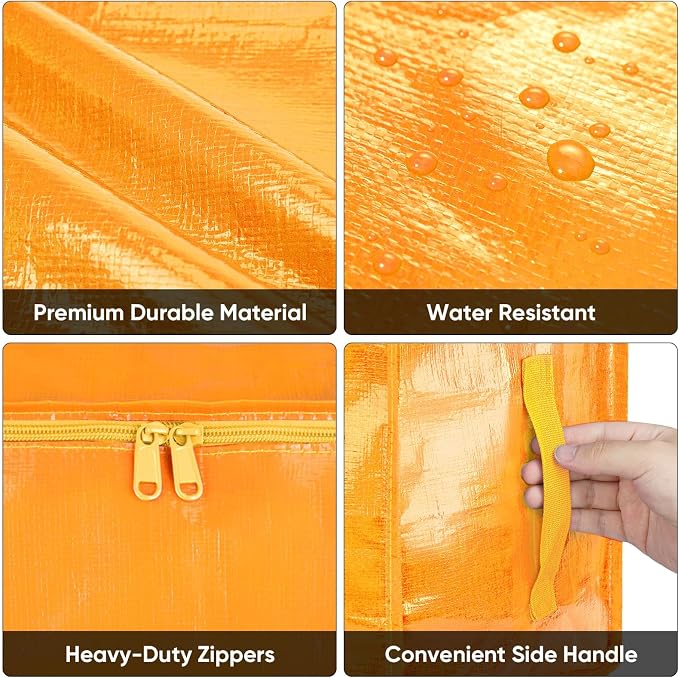 BALEINE 2-Pack Oversized Moving Bags with Reinforced Handles, Heavy-Duty Storage Tote for Clothes, Moving Supplies (Light Yellow, 2-Pack) - Image 7