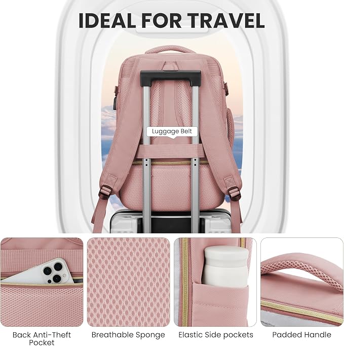 YAMTION 40L Large Travel Backpack for Women,Carry On Bookbag Luggage Sets with 4 Packing Cubes, Airline Approved Weekender Backpacks for Personal Items fits 17 Inch Laptop - Image 7