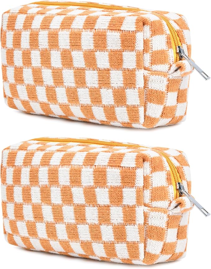 SOIDRAM 2 Pack Checkered Makeup Bag for Women, Cute Makeup Pouch Small Makeup Bag Travel Cosmetic Organizer for Toiletries, Brushes & Skincare - Image 7