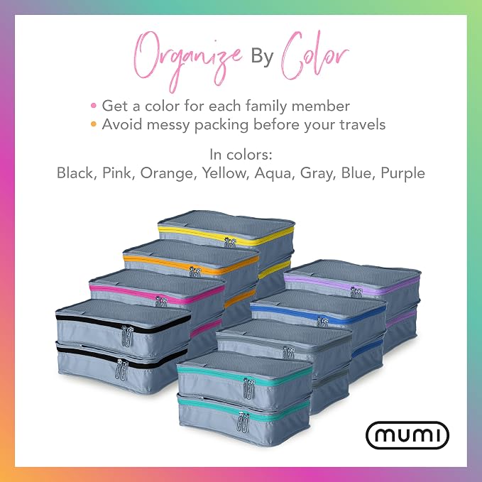 MUMI Packing Cubes for Travel - 5 Set Luggage Organizer Bags, Gray | Travel organizer bags for suitcases, carry on and backpack; holds clothes, kids items and accessories - Image 7