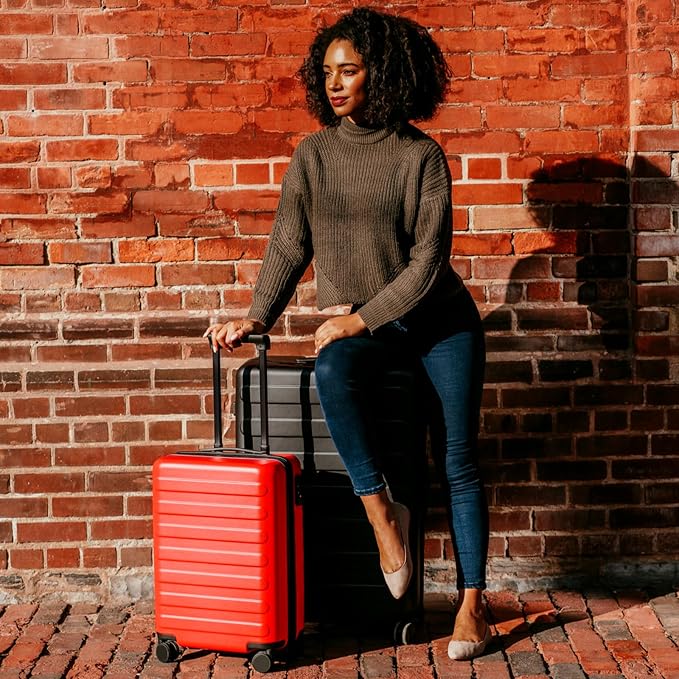 NINETYGO Carry On Luggage 22x14x9 Airline Approved, 20 Inch Luggage with Smooth Spinner Wheels, Lightweight, Hard Shell PC Suitcase Carry-On, Travel Luggage, TSA Approved (Raspberry, Rhine Basic) - Image 3