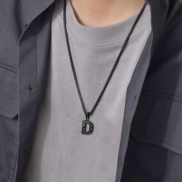 Zocomi Stocking Stuffers Christmas Gift - Initial Necklace Gifts for Men Boys, Stainless Steel American Flag Pendant Jewelry, Christmas Gifts Ideas for Kids Teen Boys