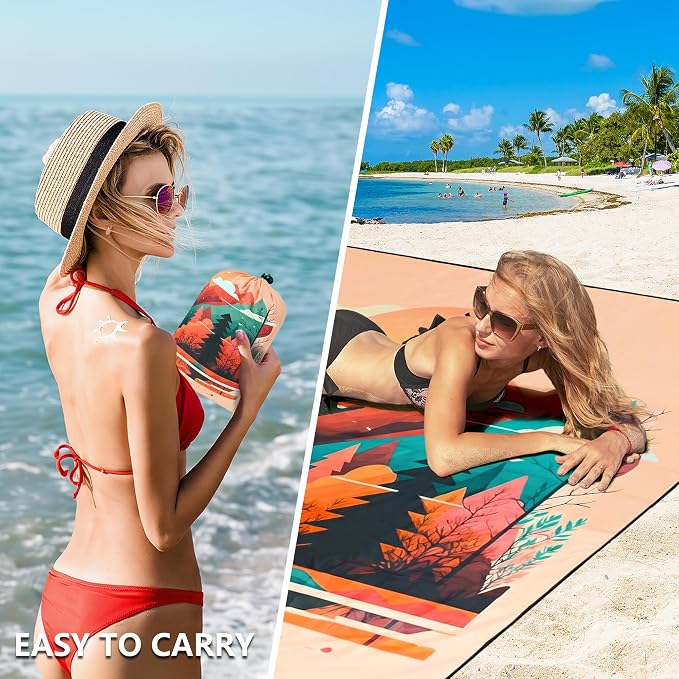 HIHOHO Beach Blanket Waterproof Sandproof Extra Large Beach Mat 79" X 83"/120"x108"for 1-8 Adults Quick Drying Durable Outdoor Picnic Mat for Beach Travel Camping Hiking - Image 4