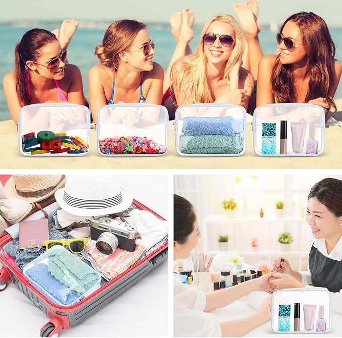 Sanwuta 100 Pcs Clear Makeup Bags Bulk Toiletry Bag for Travel Transparent Cosmetic Bag PVC Waterproof Travel Small Pouches with Zipper for Men and Women (White) - Image 6