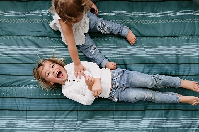 Little Unicorn 5'x10' XL Outdoor Family Picnic & Beach Blanket | Durable & Water-Resistant Fabric | Compact Fold & Easily Wipes Clean | Zipper Pocket (Shoreline Stripe) - Image 2