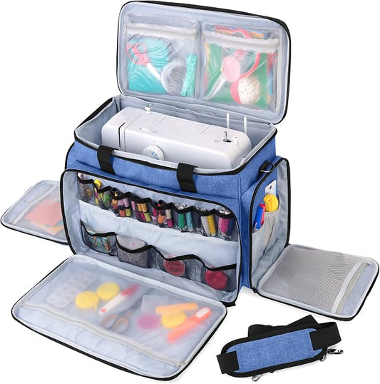 LUXJA Sewing Machine Case with Removable Padding Pad, Blue | Travel Case for Most Standard Sewing Machines & Accessories, Bag Only by Luxja