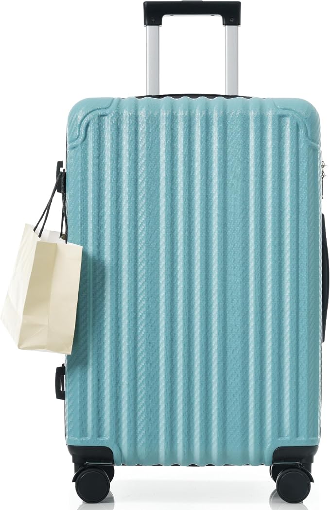 Ice Blue 6 Piece Luggage Set Hard Shell - Lightweight Checked Suitcases with Spinner Wheels and Cosmetic Cases for Family Travel, Durable Carry On Luggage Sets with Lock for Women and Men - Image 8