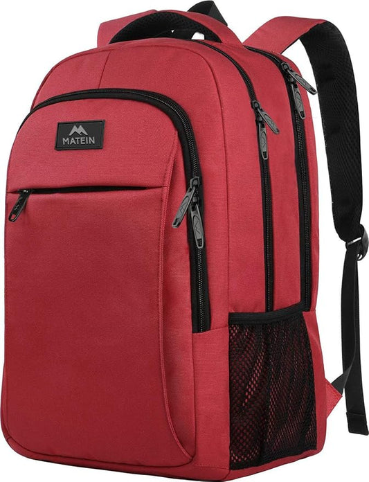 MATEIN Red 15.6 inch Laptop Backpack for Women, Water Resistant College bag | Personal Item Travel Backpack, Anti Theft Sturdy Underseat Bag, Airline Approved, Student Supplies Accessories School Bookbag by MATEIN