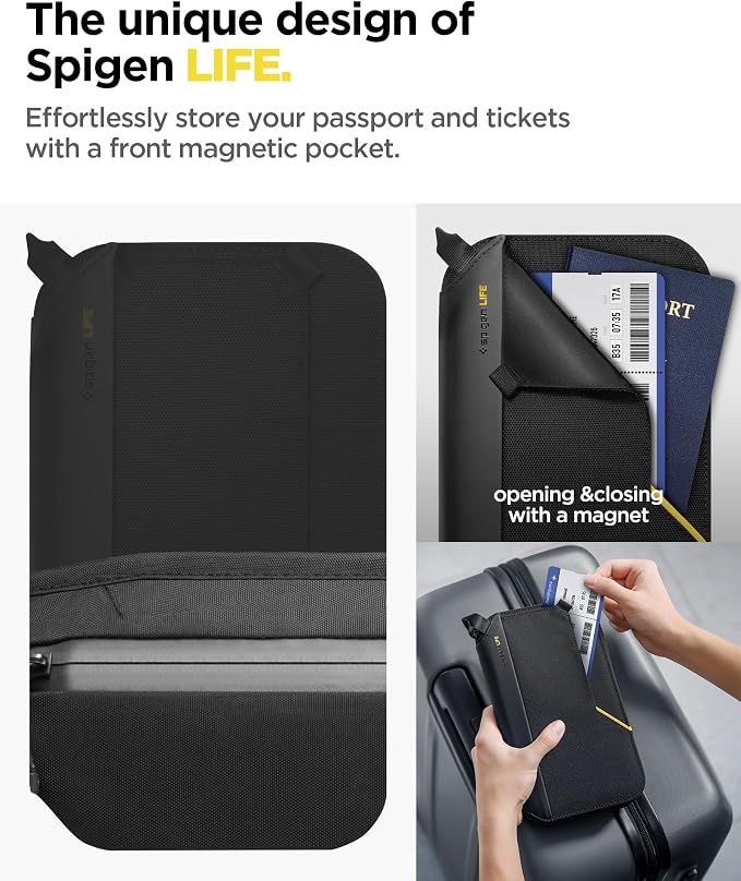 Spigen Life for Passport Card Cover Holder with RFID Blocking Technology Wallet Travel Documents Organizer Protector Accessories, SIM Card Pin Included - Image 2