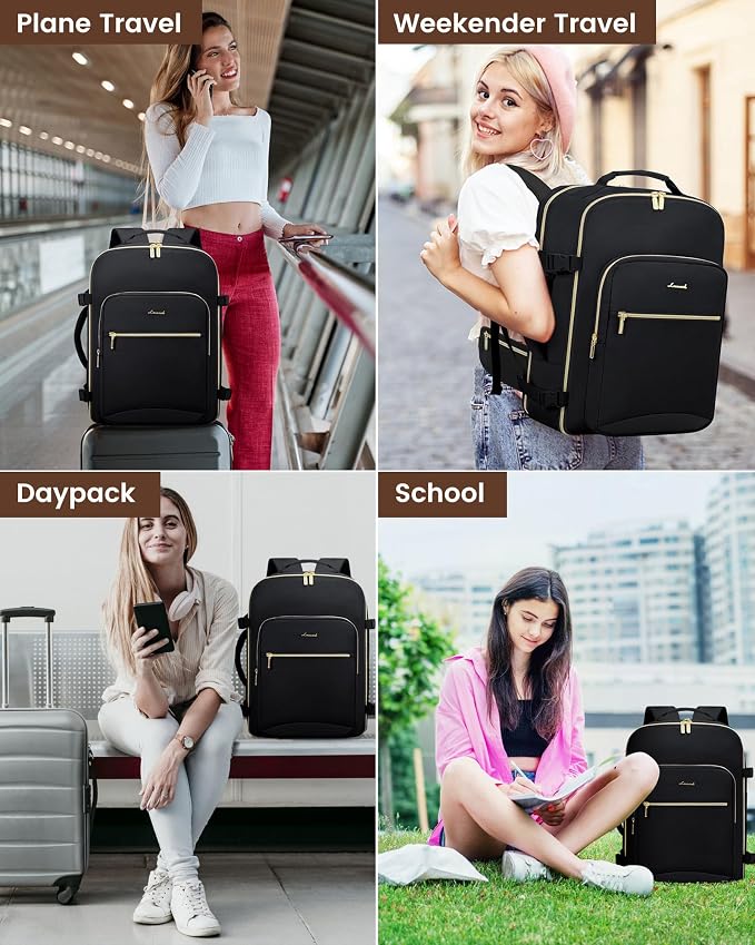 LOVEVOOK 40L Travel Backpack with Waist Strap,Flight Approved Carry on Backpack,Waterproof Personal Item Travel Bag,TSA Carry on Luggage Suitcase Travel Essentials,Gifts for Women & Men,fit 17" Laptop - Image 6