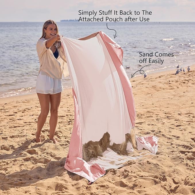 WEKAPO Beach Blanket Sandproof Waterproof, Extra Large Beach Mat, Oversized & Compact Sand Free, Quick Drying Beach Essentials for Vacation, Cruise, Picnic & Camping with Stakes - Image 5