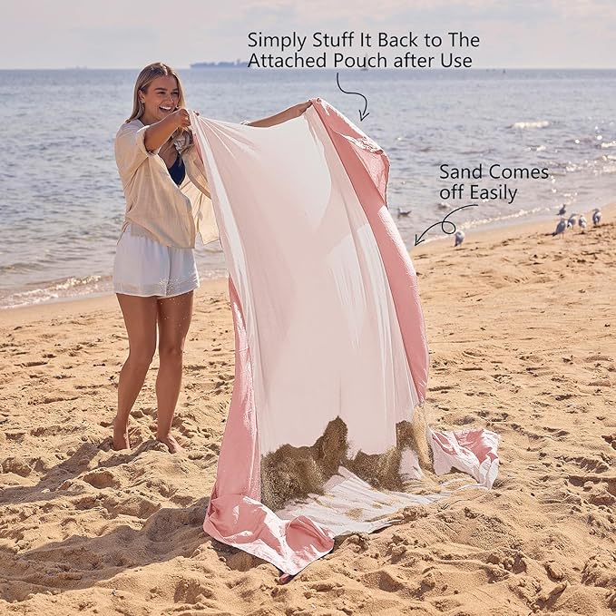 WEKAPO Beach Blanket Sandproof Waterproof, Extra Large Beach Mat, Oversized & Compact Sand Free, Quick Drying Beach Essentials for Vacation, Cruise, Picnic & Camping with Stakes - Image 5