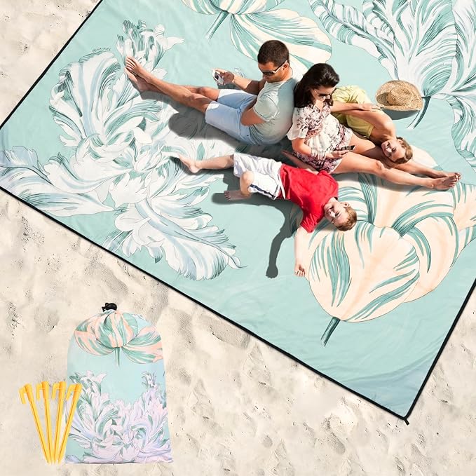 HIHOHO Beach Blanket Waterproof Sandproof Extra Large Beach Mat 79" X 83"/120"x108"for 1-8 Adults Quick Drying Durable Outdoor Picnic Mat for Beach Travel Camping Hiking - Image 6