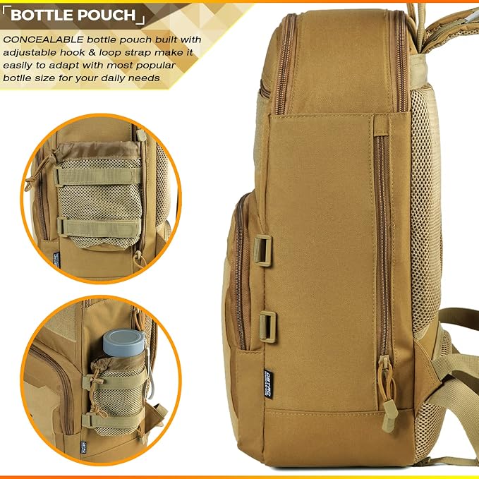 DBTAC Tactical Lunch Backpack, Large Lunch Cooler for Men Women | Backpack Coolers insulated for Work Picnic Travel (Brown, 24-Cans) - Image 6