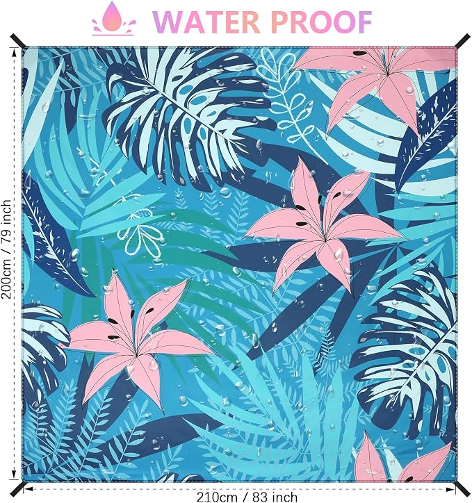 WIWIGO Beach Blanket Waterproof Sandproof Beach Mat 79" X 83"/10'x9'for 2-8 Adults Quick Drying Outdoor Picnic Mat Beach Accessories for Travel, Camping, Hiking - Image 2