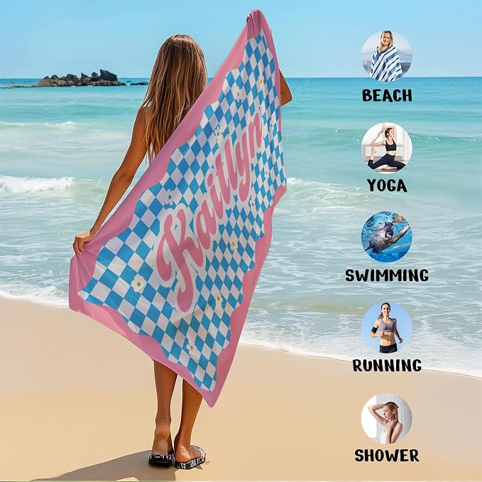JML Personalized Beach Towel with Name, Custom Flower Beach Towel, Customized Microfiber Pool Towel, Quick Dry & Absorbent Swim Towel for Adult,Mother's Day, Birthday, Summer Holiday,Vacation - Image 6