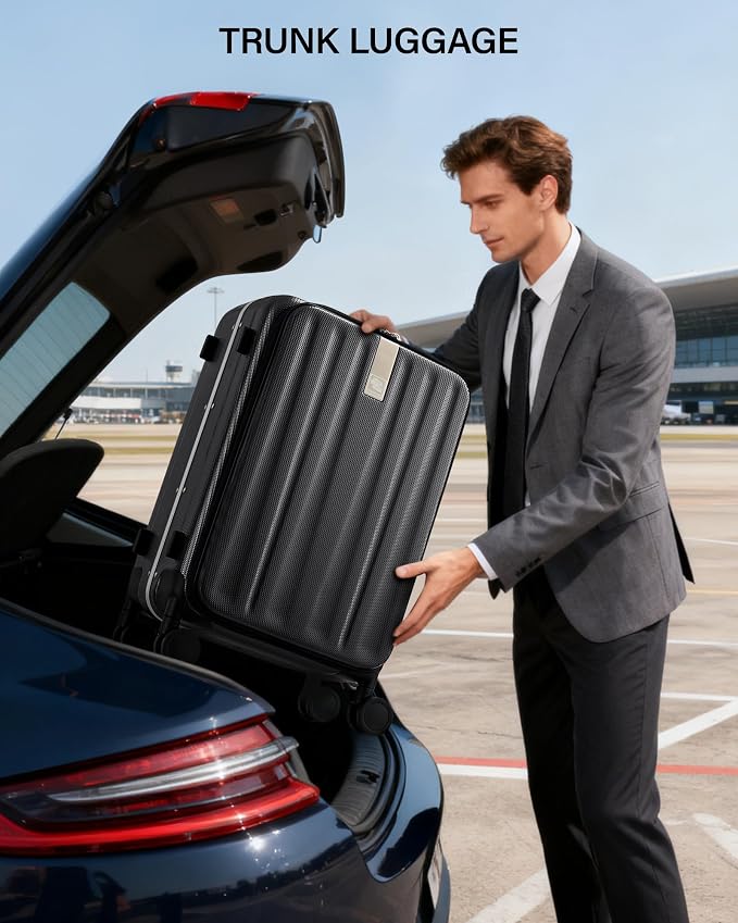 Hanke 20 Inch Carry-On Luggage PC Hard Shell Suitcases for Travel Front Opening Aluminum Frame Travel Luggage Rolling Suitcase with Wheels for Women Man Gifts.(Jet Black) - Image 7