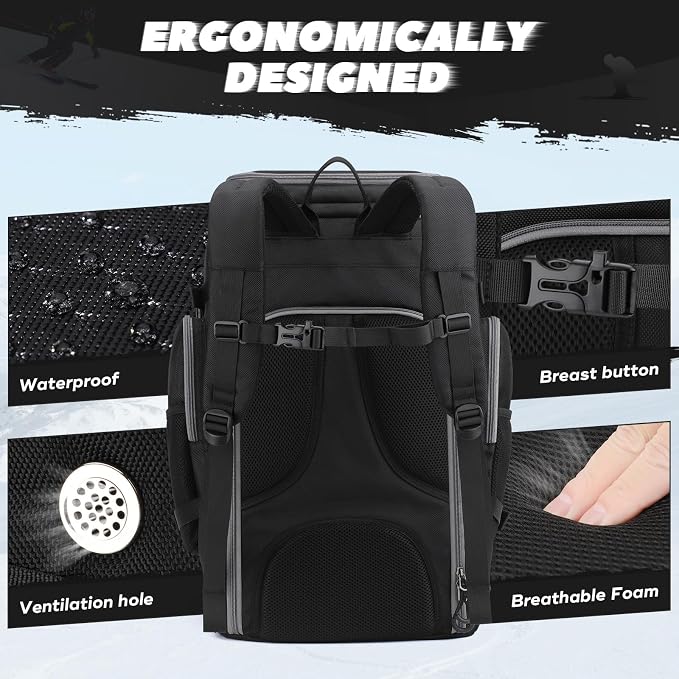 Maelstrom Ski Boot Bag,55L Large Ski Boots Travel Backpack for Men Women,Waterproof Snowboard Boot Bag for Skis Accessories - Image 3