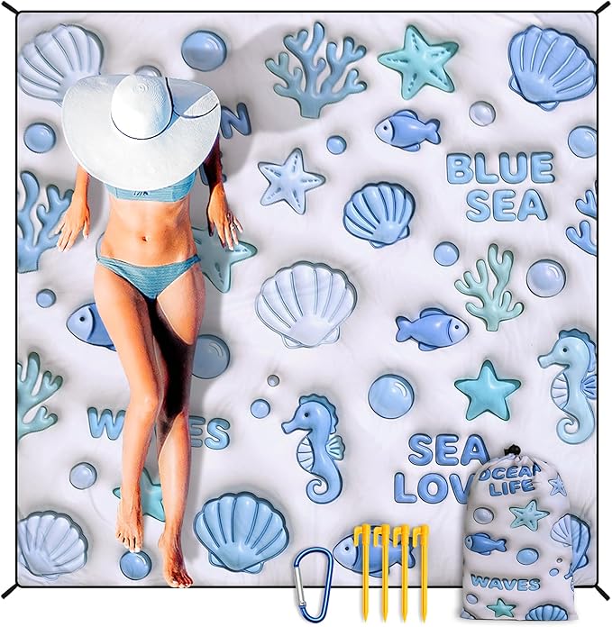 HIHOHO Beach Blanket Waterproof Sandproof Extra Large Beach Mat 79" X 83"/120"x108"for 1-8 Adults Quick Drying Durable Outdoor Picnic Mat for Beach Travel Camping Hiking by HIHOHO
