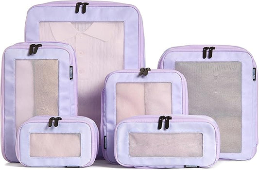Aerotrunk Compression Packing Cubes for Travel - Luggage Organizer Bags - Double Zipper Packing Cubes for Suitcases (6-Pack, Purple) by Aerotrunk