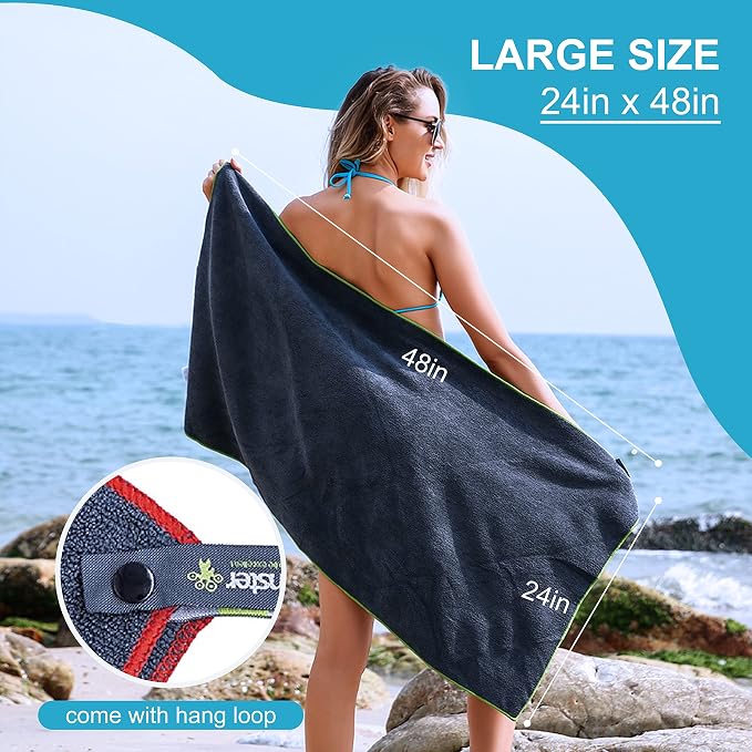 4Monster 4-Pack Quick Dry Microfiber Travel Towels – Super Absorbent, Ultra-Soft Camping Towel Set with Water-Resistant Bag, Lightweight & Compact for RV, Gym, Beach, Pool, Swimming, and Family Trips - Image 6