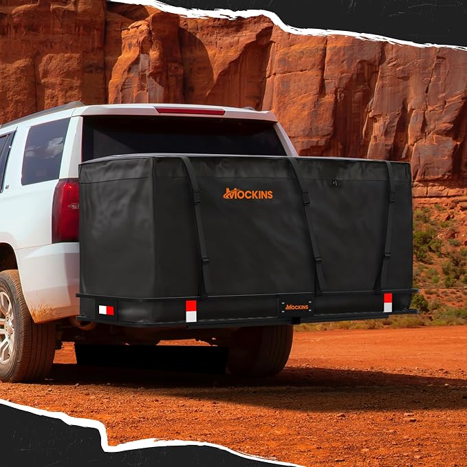 Mockins 40 CuFt XXL Trailer Hitch Cargo Carrier Bag w/Straps, Lock & Case | 70"x30"x33" Waterproof Cargo Bag for Hitch Carrier | All-Weather Abrasion-Resistant Vinyl Vehicle Soft-Shell Carriers - Image 7