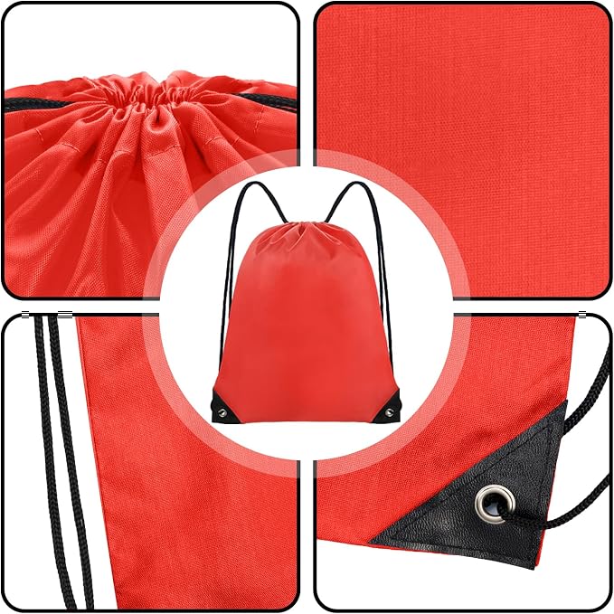 Grneric Drawstring Backpack Bulk 42 Pcs String Backpack Drawstring Bags Cinch Bag Sackpack for Men Women Gym (Red) - Image 3